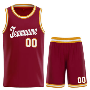 Maillot de basket-ball personnalisé rouge jaune classique