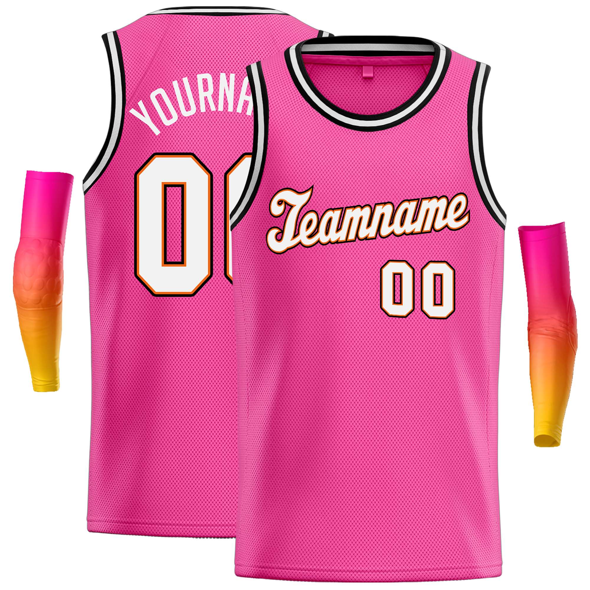 Custom Pink White-Orange Classic Tops Casual Basketball Jersey