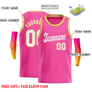 Custom Pink White Classic Tops Casual Basketball Jersey