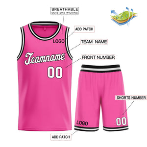 Custom Pink White Classic Sets Basketball Jersey