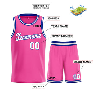 Maillot de basket-ball classique bleu rose personnalisé