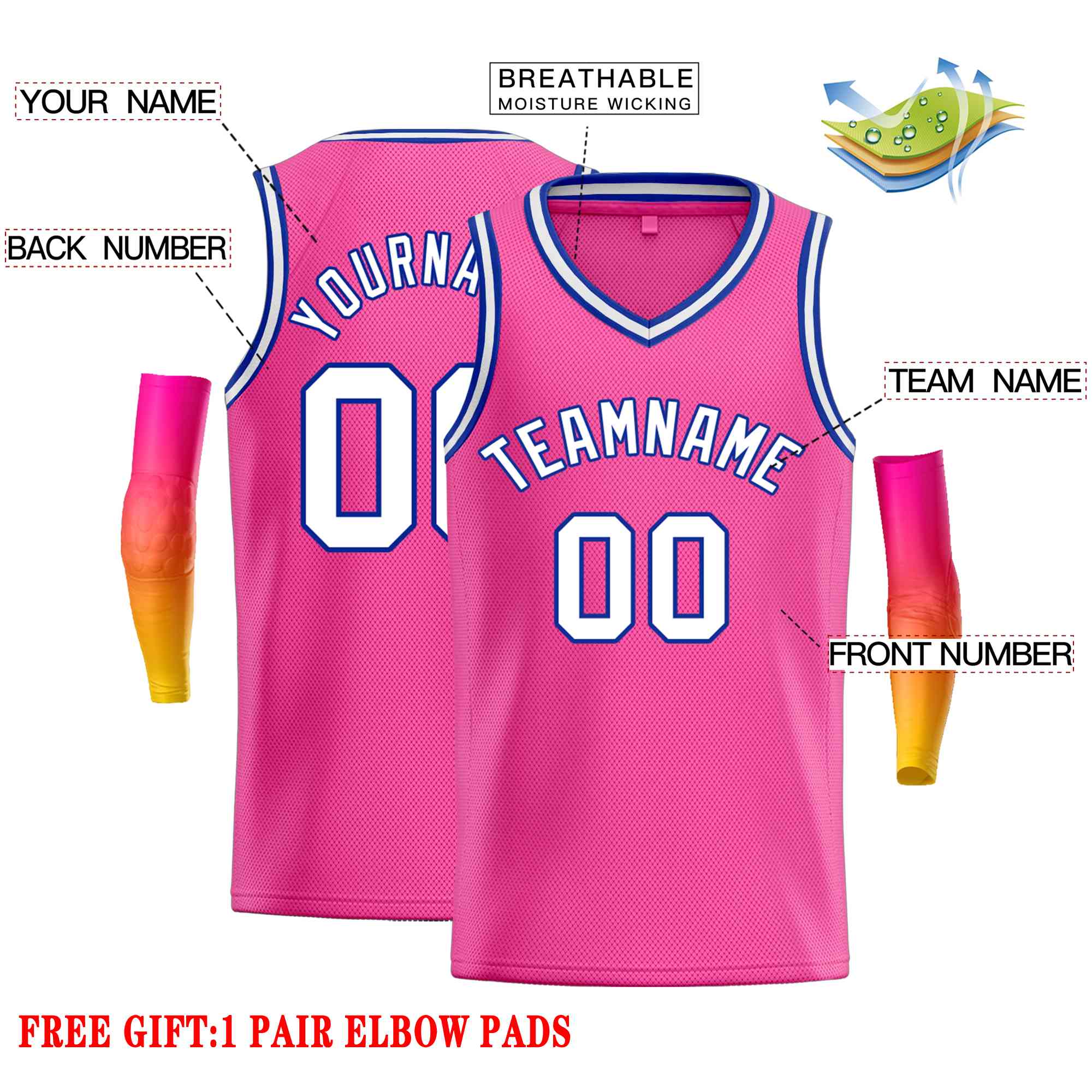 Custom Pink White-Royal Classic Tops Men Casual Basketball Jersey