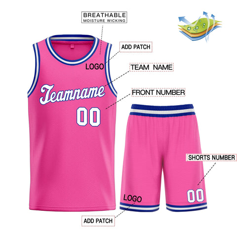 Custom Pink Blue Classic Sets Basketball Jersey