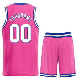 Custom Pink Blue Classic Sets Basketball Jersey