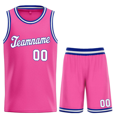 Custom Pink Blue Classic Sets Basketball Jersey