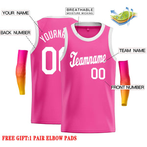 Custom Pink White Classic Tops Casual Basketball Jersey