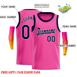 Custom Pink Navy-Yellow Classic Tops Casual Basketball Jersey