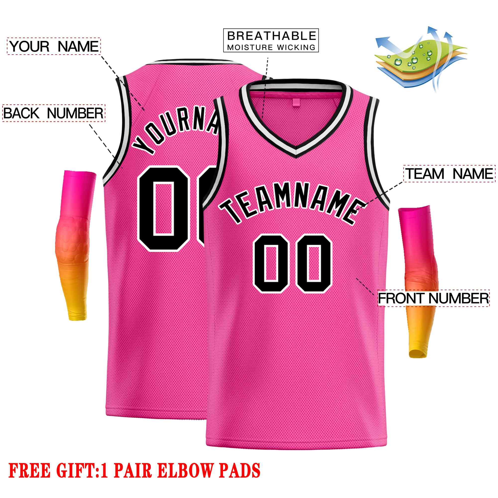 Custom Pink Black-White Classic Tops Men Casual Basketball Jersey