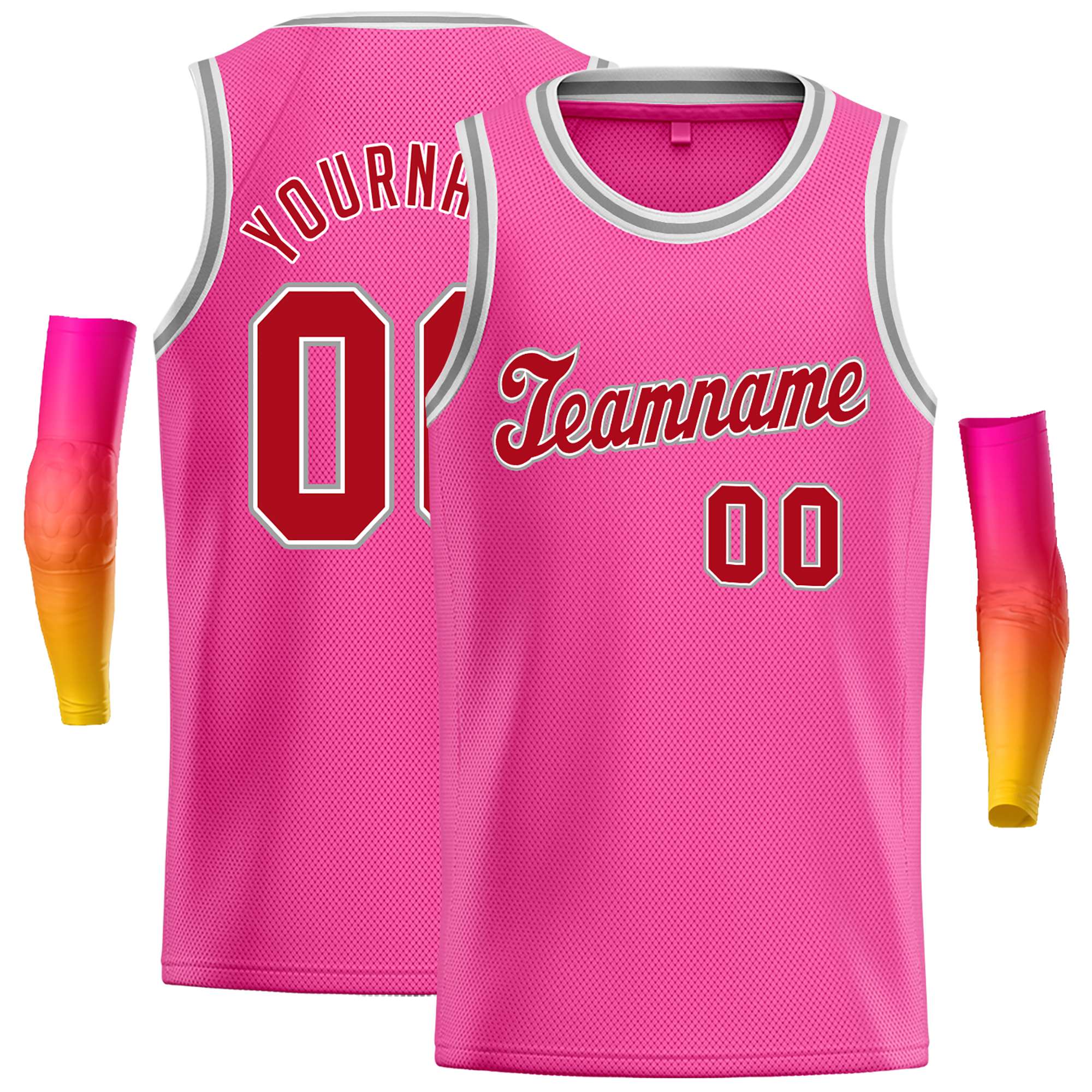 Custom Pink Red-White Classic Tops Casual Basketball Jersey