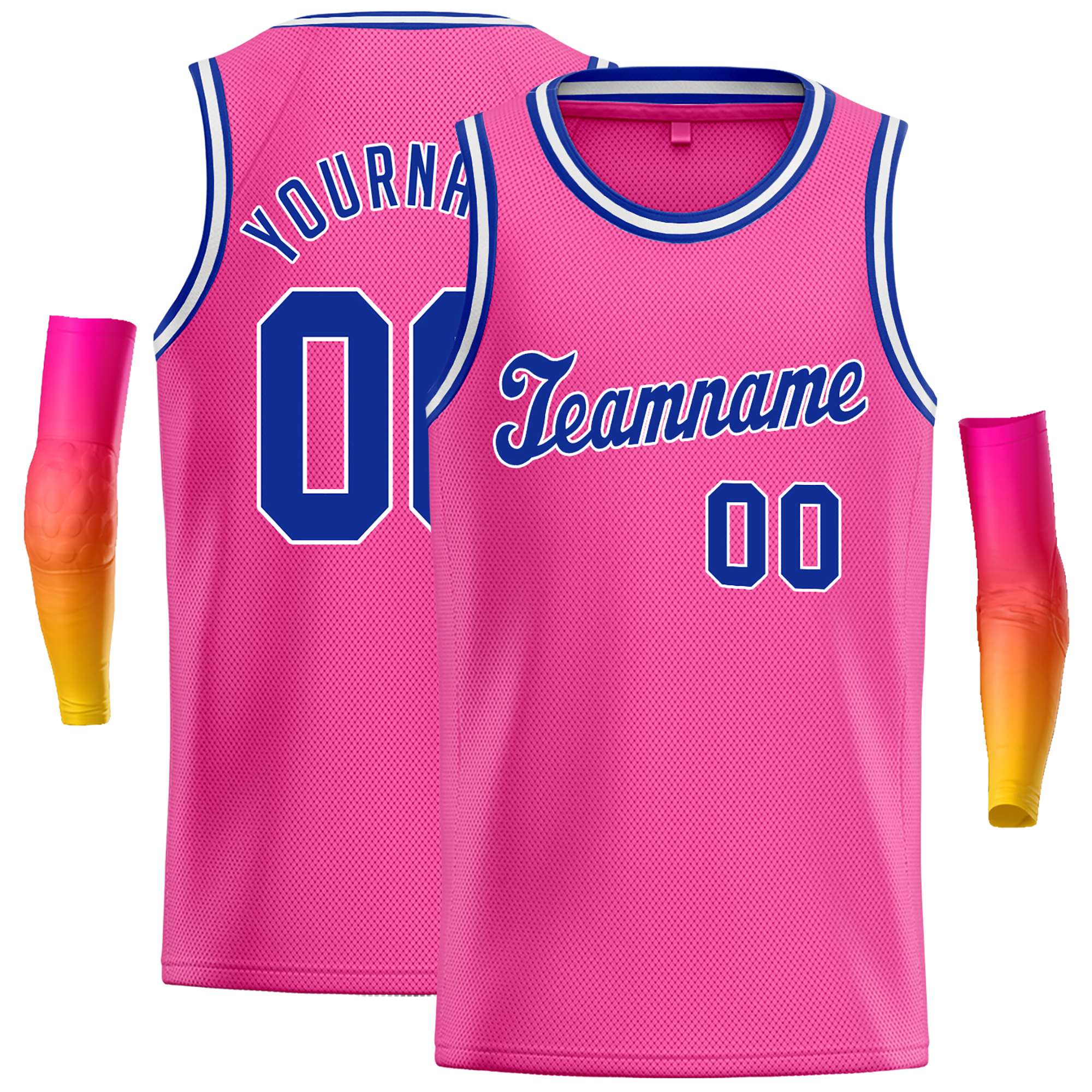 Custom Pink Royal-White Classic Tops Casual Basketball Jersey