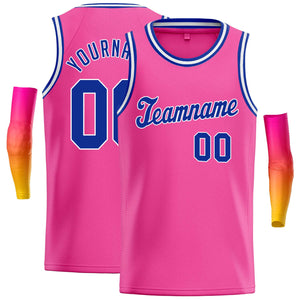 Maillot de basket-ball décontracté, haut classique rose Royal-blanc personnalisé