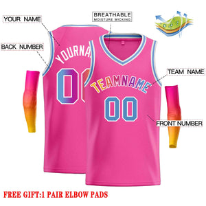 Custom Pink Powder Blue-White Classic Tops Men Casual Basketball Jersey