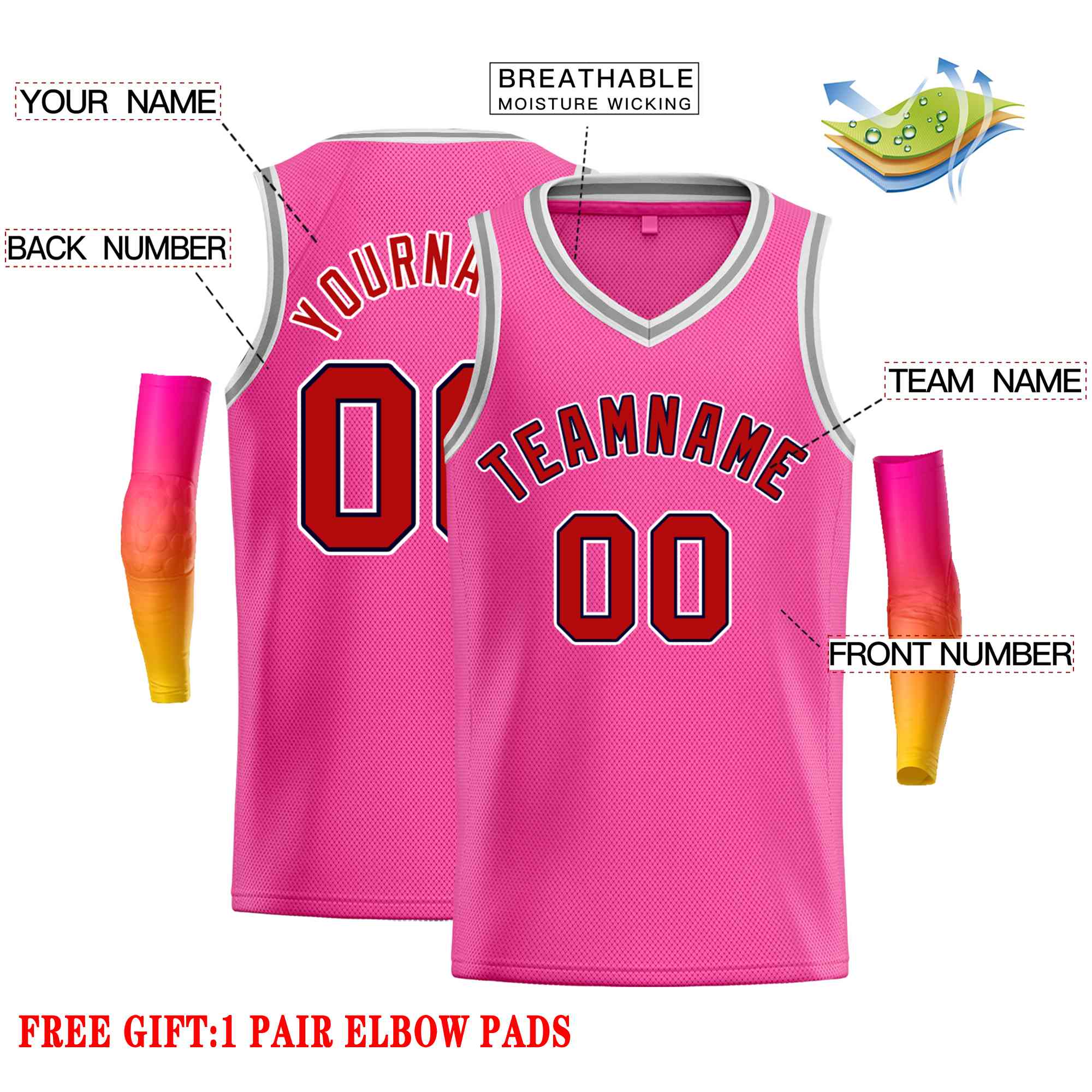 Custom Pink Maroon-Black Classic Tops Men Casual Basketball Jersey