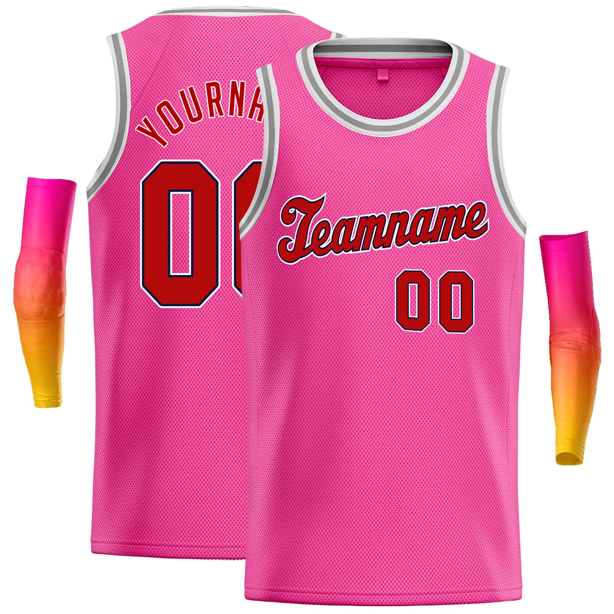 Custom Pink Red-Black Classic Tops Casual Basketball Jersey