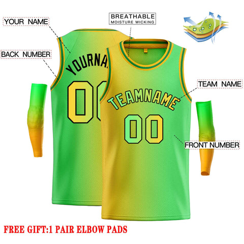 Custom Yellow Neon Green-Black Gradient Fashion Tops Bull Basketball Jersey