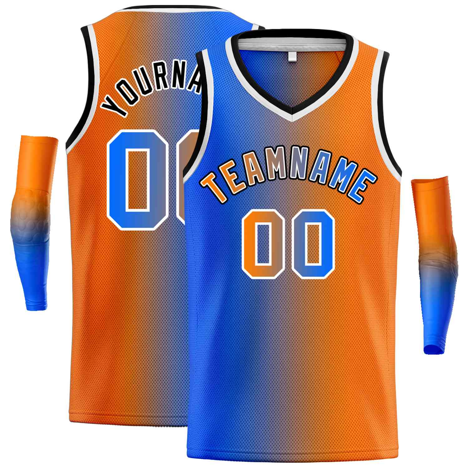 Custom Royal Orange-Black Gradient Fashion Tops Basketball Jersey