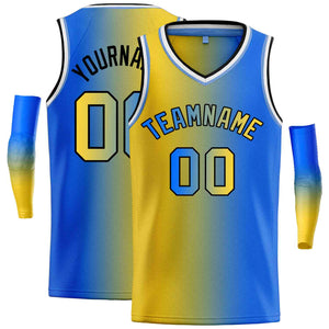 Custom Yellow Royal-Black Gradient Fashion Tops Basketball Jersey