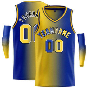 Maillot de basket-ball personnalisé jaune Royal-noir dégradé, hauts à la mode