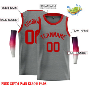 Custom Dark Gray Red Classic Tops Casual Basketball Jersey