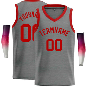 Maillot de basket-ball décontracté pour hommes, haut classique rouge gris foncé personnalisé