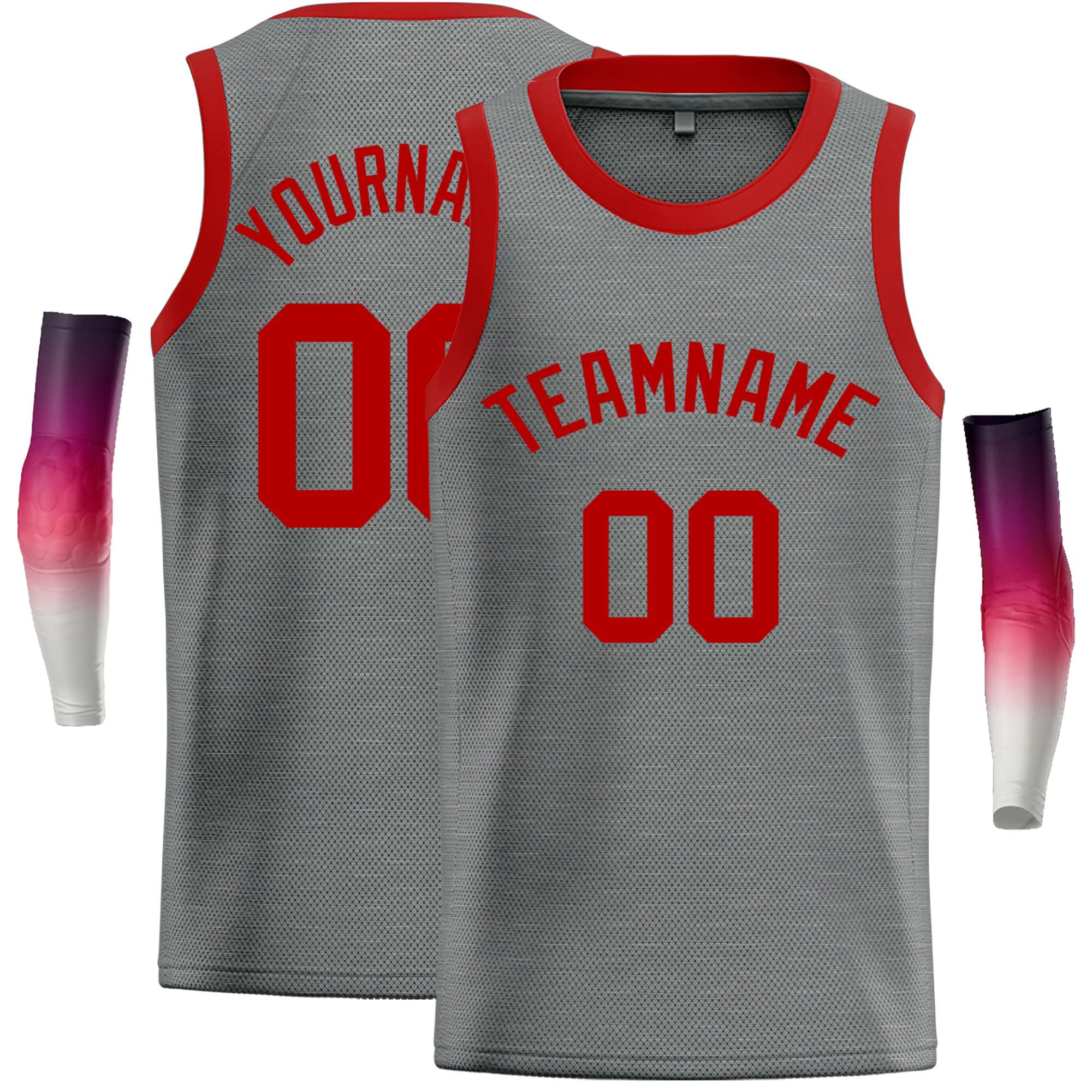 Maillot de basket-ball décontracté, haut classique rouge gris foncé personnalisé