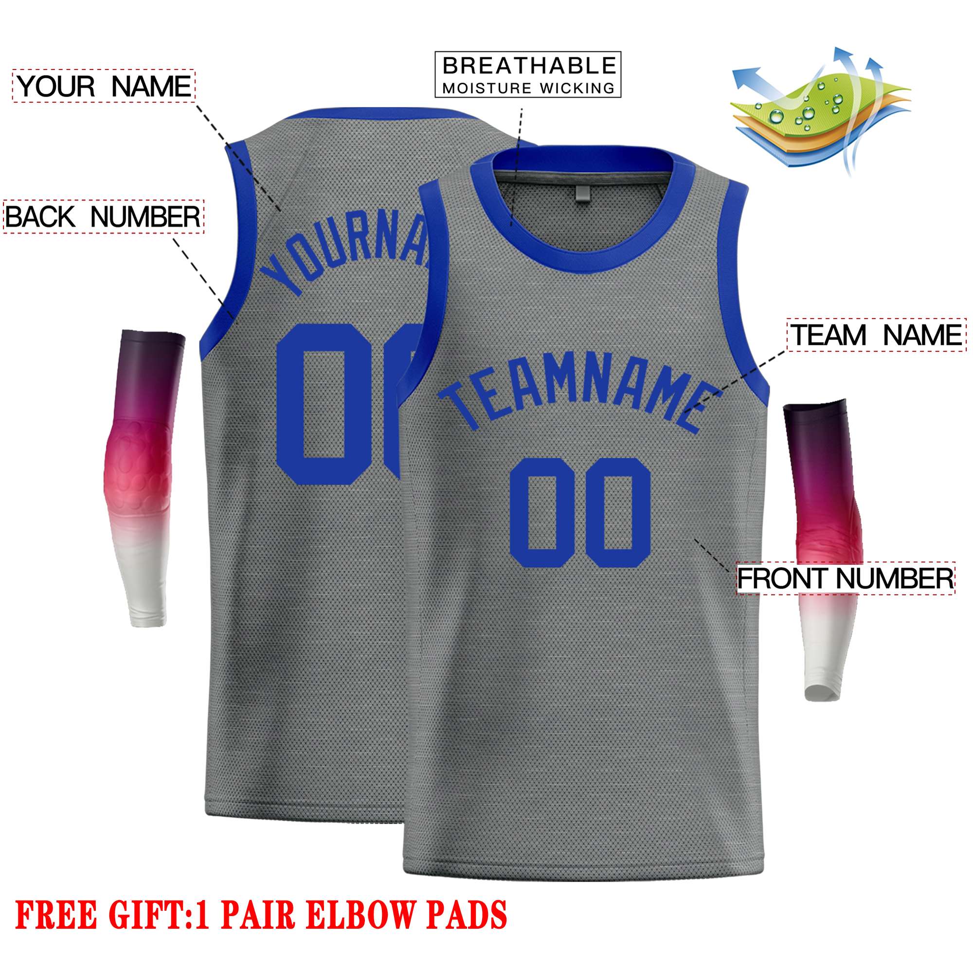 Custom Dark Gray Royal Classic Tops Casual Basketball Jersey