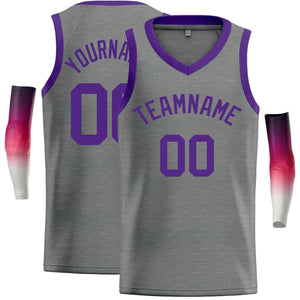 Custom Dark Gray Purple-Classic Tops Men Casual Basketball Jersey