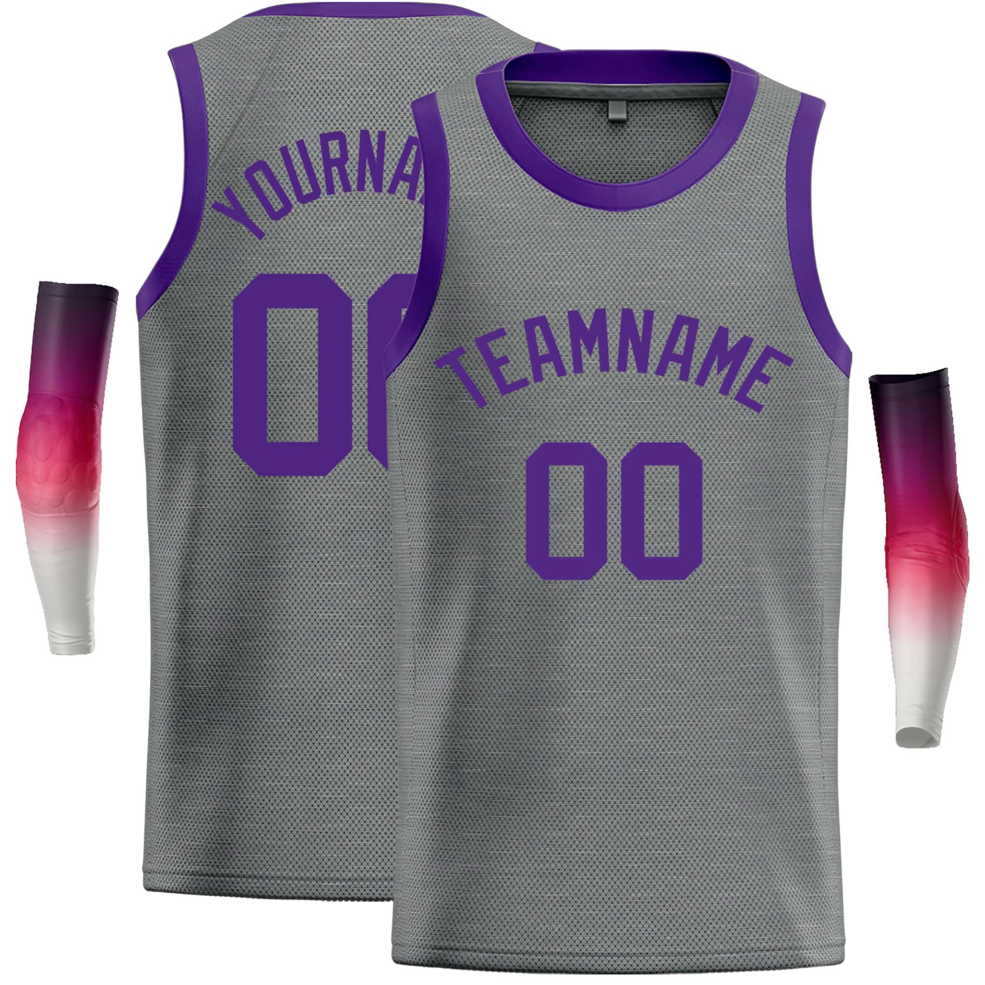 Custom Dark Gray Purple Classic Tops Casual Basketball Jersey