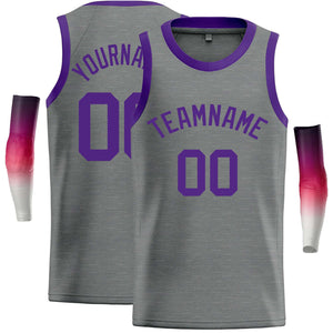 Maillot de basket-ball décontracté, haut classique violet gris foncé personnalisé