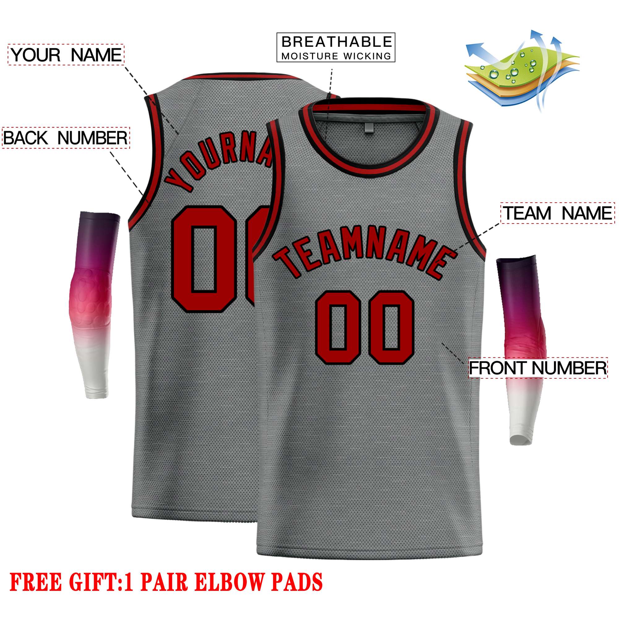 Custom Dark Gray Maroon Classic Tops Casual Basketball Jersey