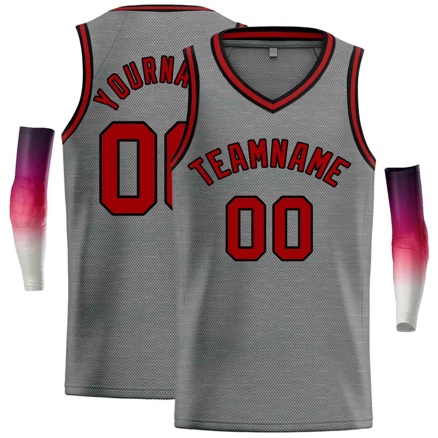 Maillot de basket-ball décontracté pour hommes, haut classique personnalisé gris foncé marron-noir