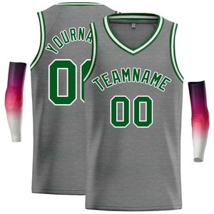 Custom Dark Gray Green-White Classic Tops Men Casual Basketball Jersey