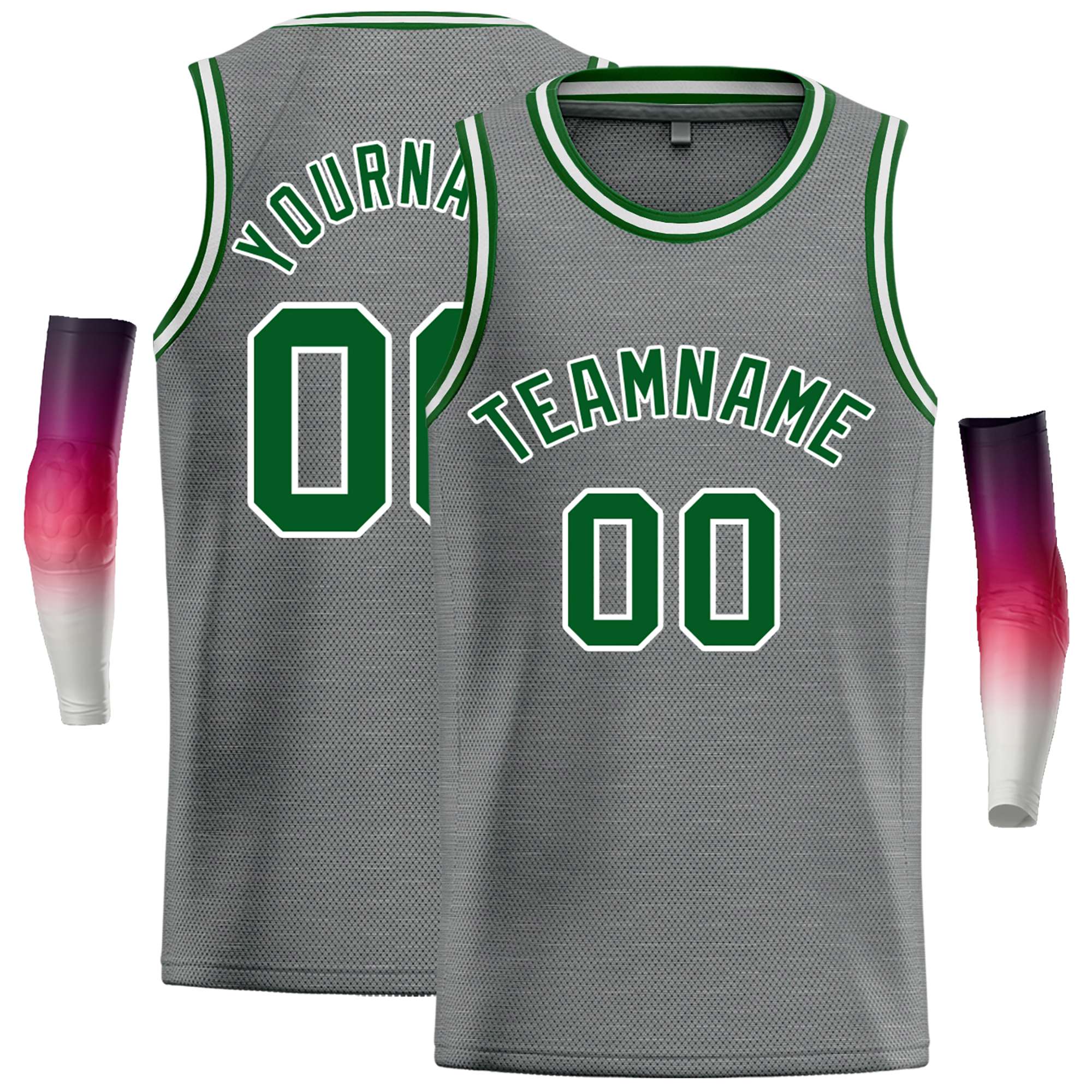 Custom Dark Gray Green Classic Tops Casual Basketball Jersey