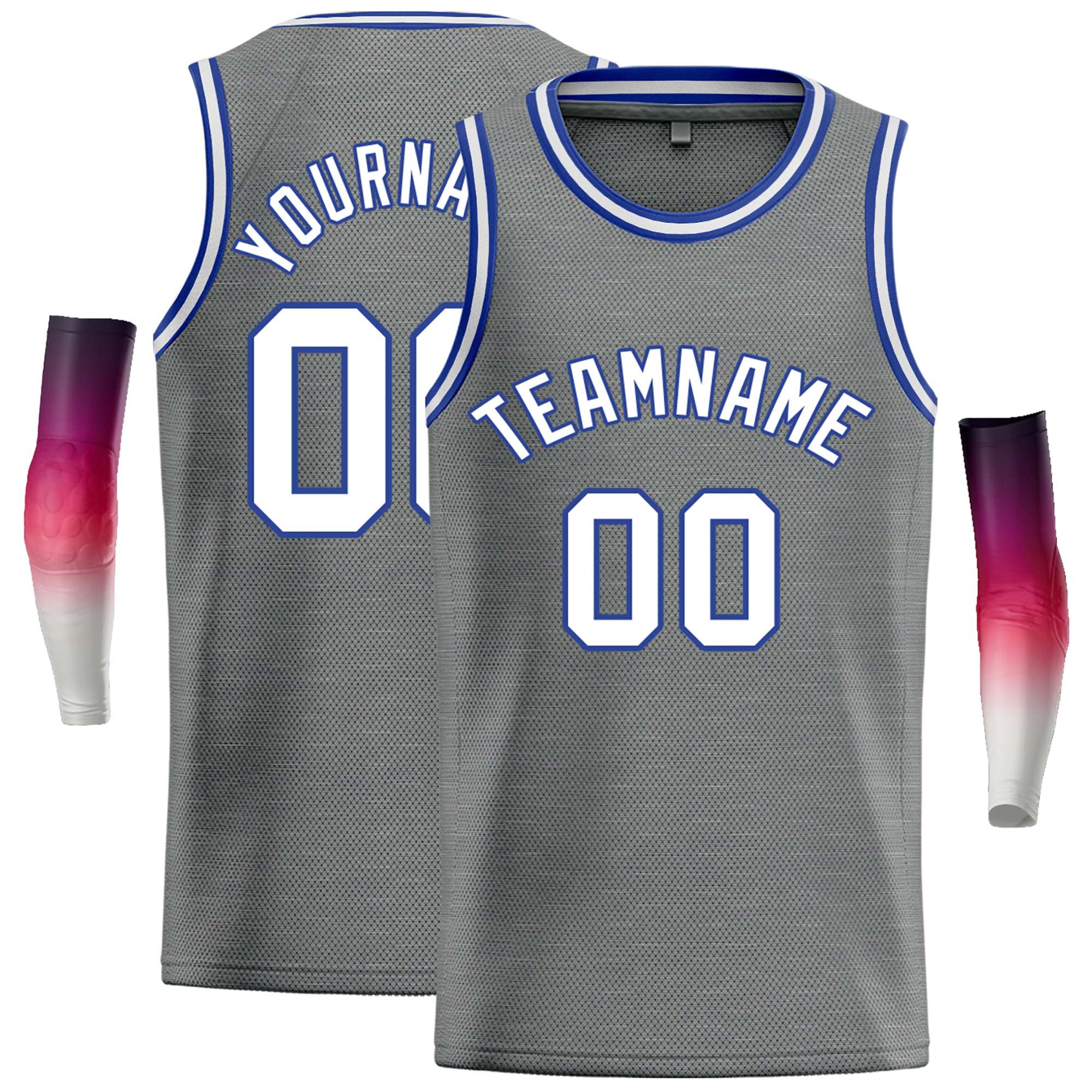 Custom Dark Gray White-Blue Classic Tops Casual Basketball Jersey