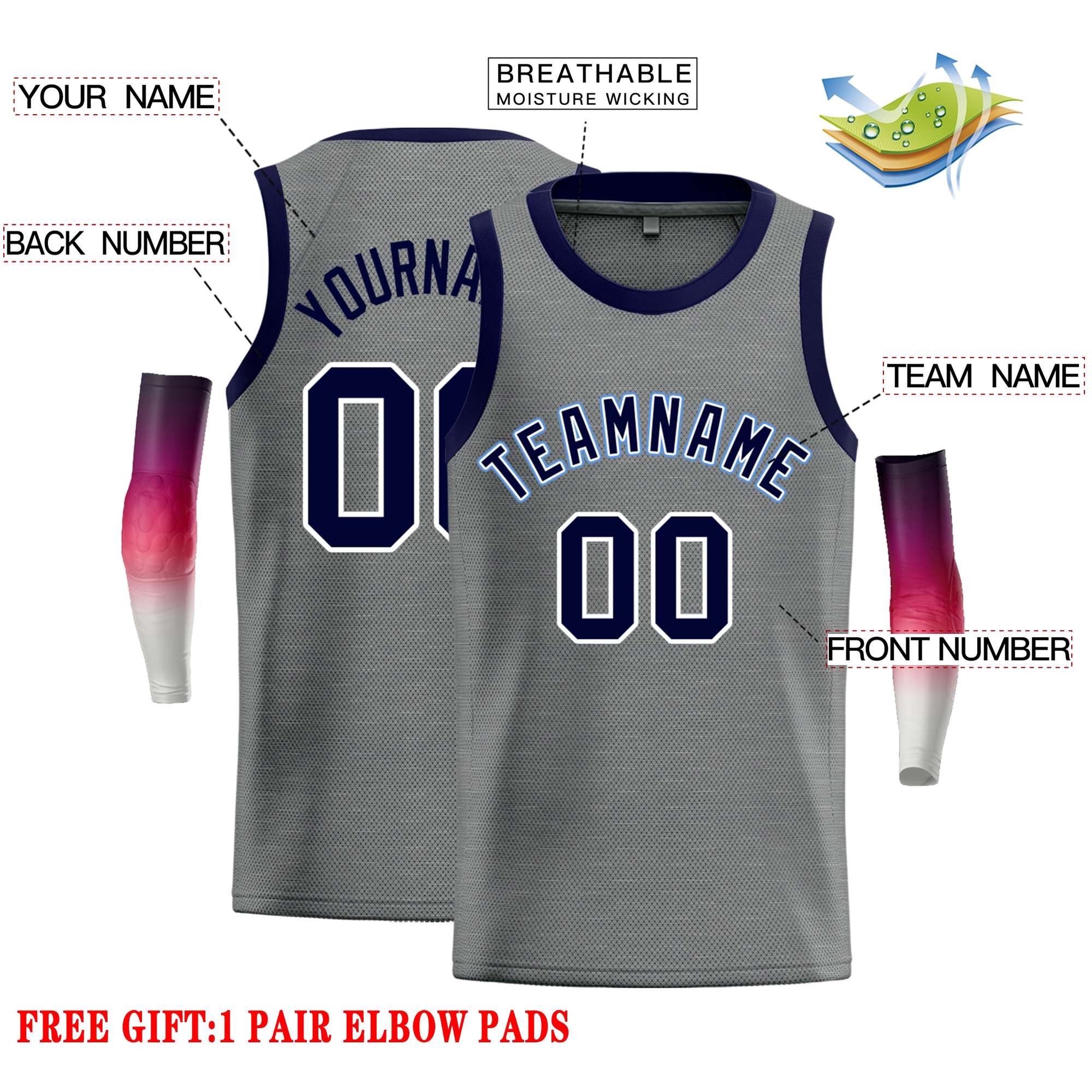 Custom Dark Gray Navy-White Classic Tops Casual Basketball Jersey