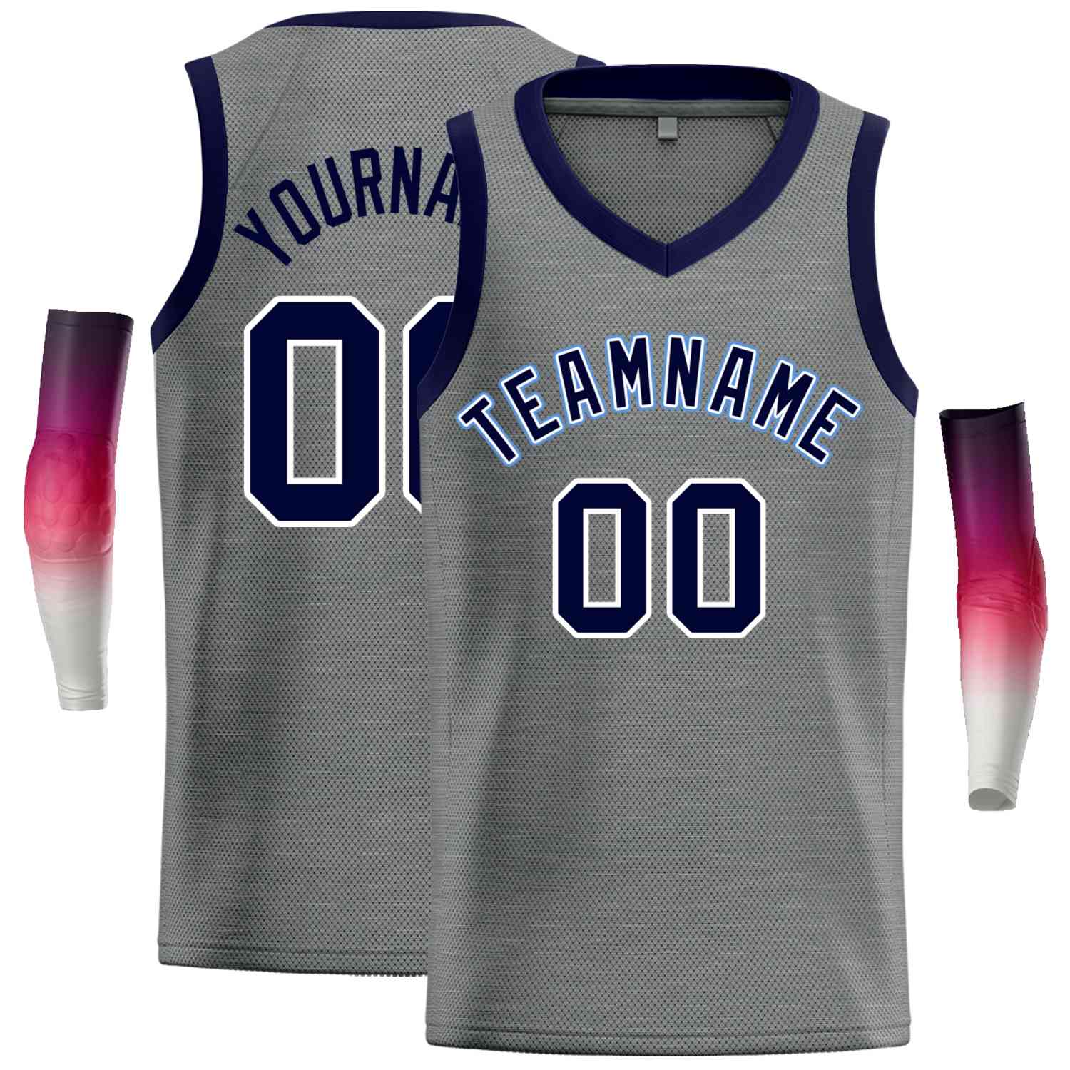 Personnalisé gris foncé Navv-bleu poudre classique hauts hommes maillot de basket-ball décontracté