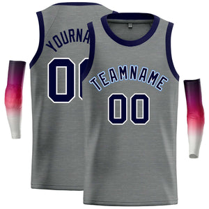 Maillot de basket-ball décontracté, personnalisé, gris foncé, bleu marine et blanc, hauts classiques