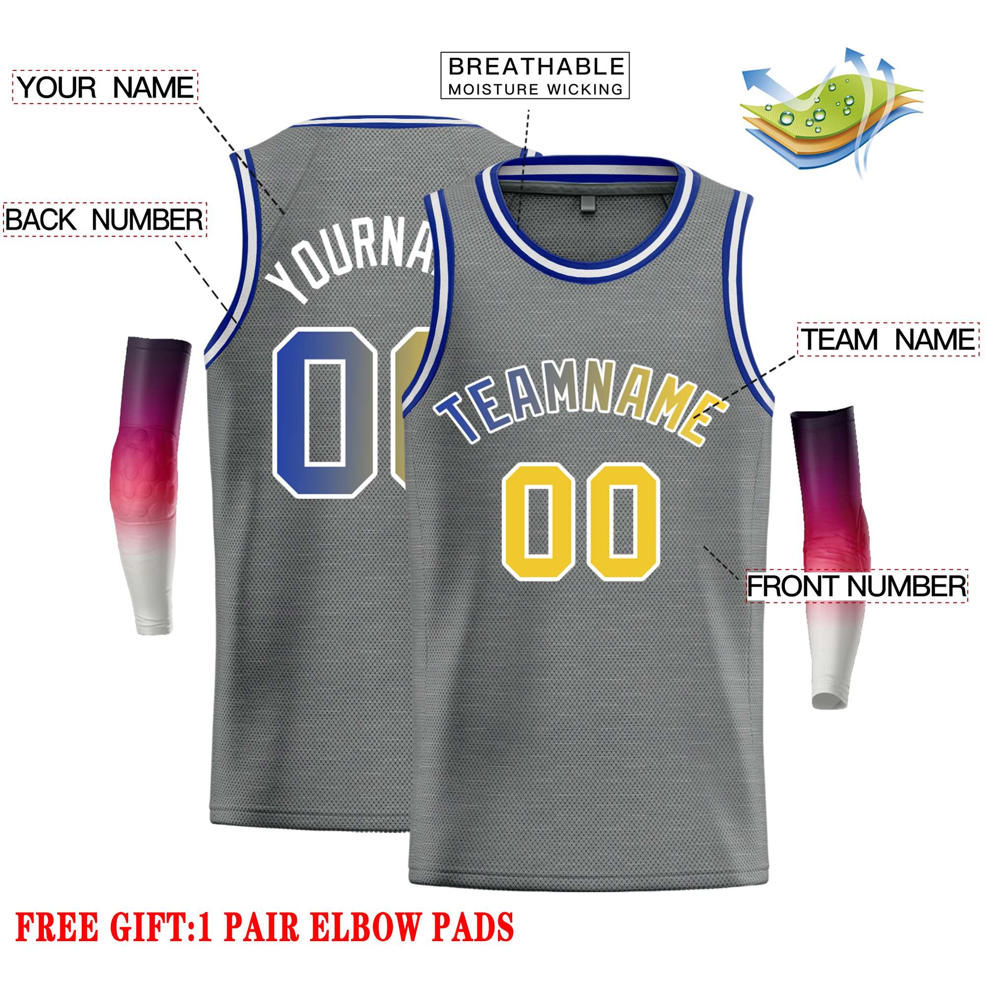 Custom Dark Gray Royal-White Classic Tops Casual Basketball Jersey