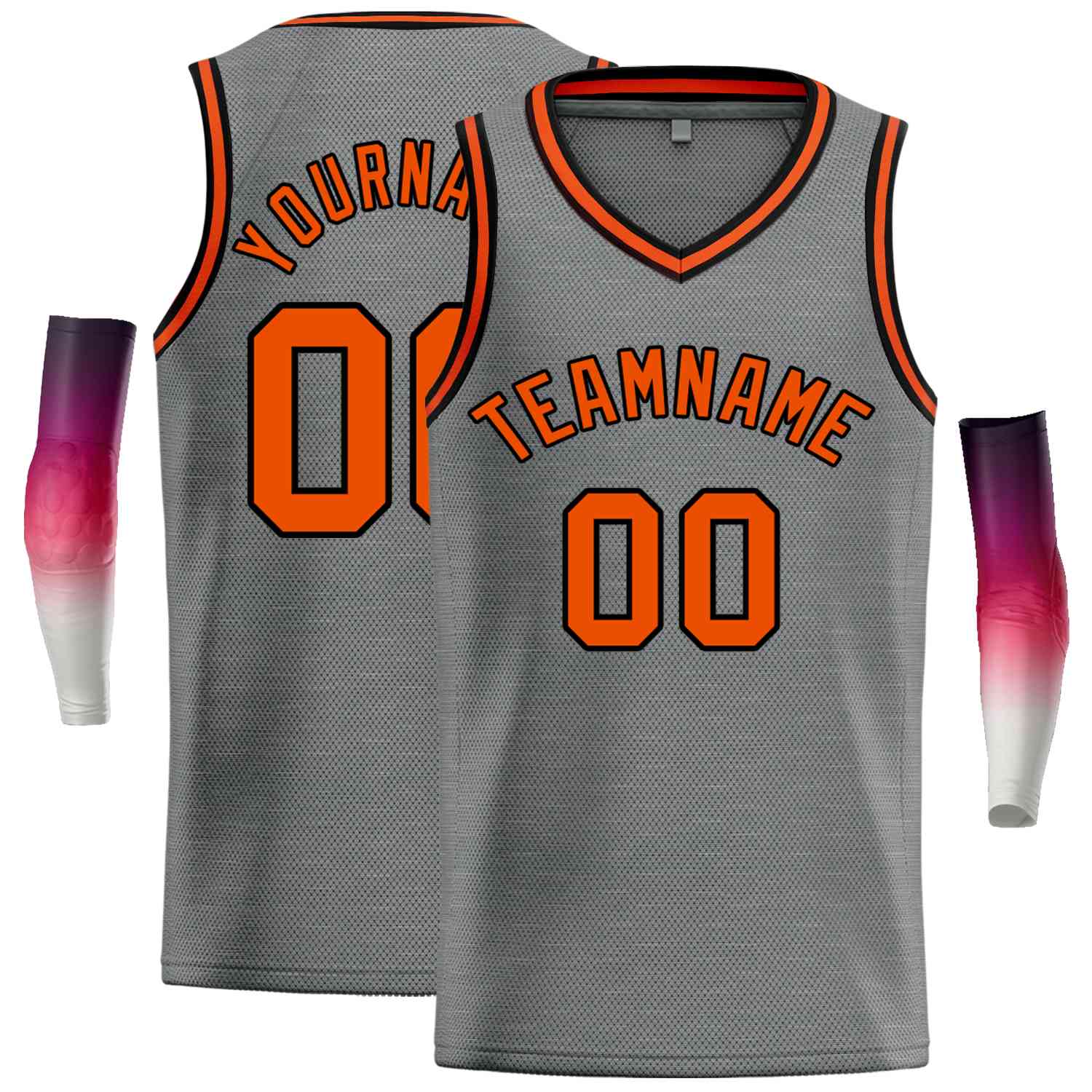 Custom Dark Gray Orange-Black Classic Tops Men Casual Basketball Jersey