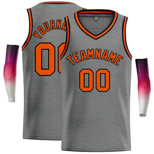 Maillot de basket-ball décontracté pour hommes, haut classique personnalisé gris foncé Orange-noir