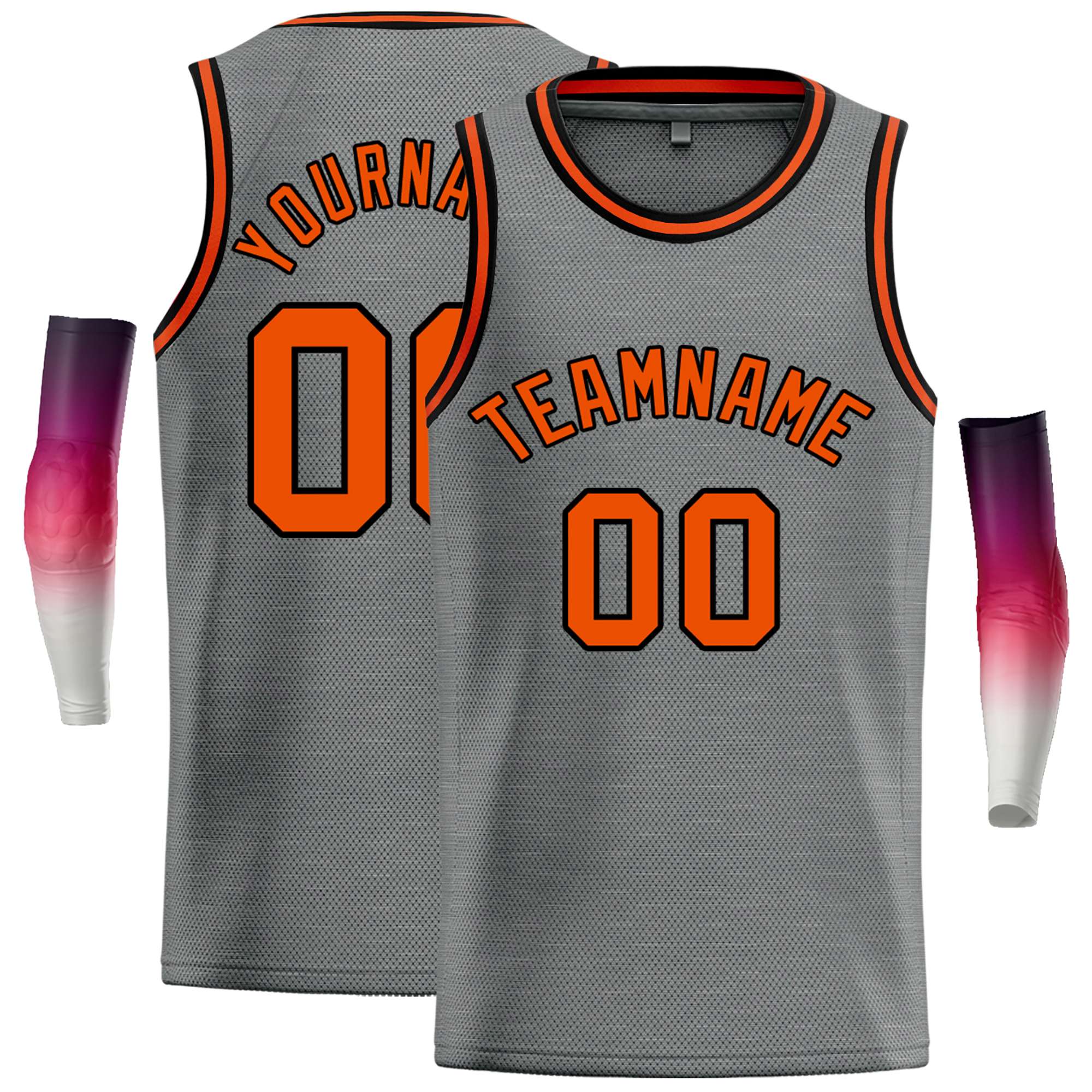 Custom Dark Gray Orange Classic Tops Casual Basketball Jersey