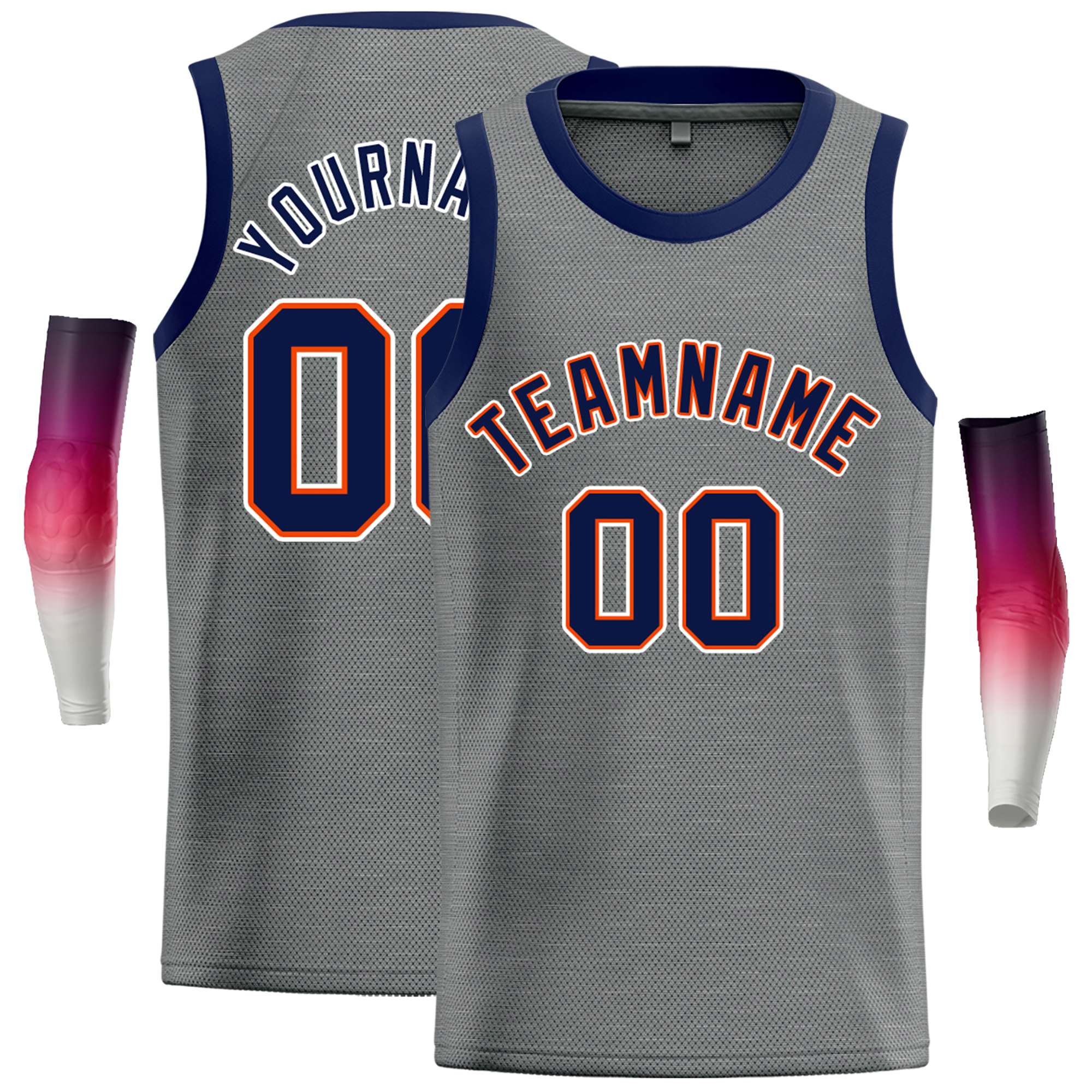 Custom Dark Gray Navy-Orange Classic Tops Casual Basketball Jersey