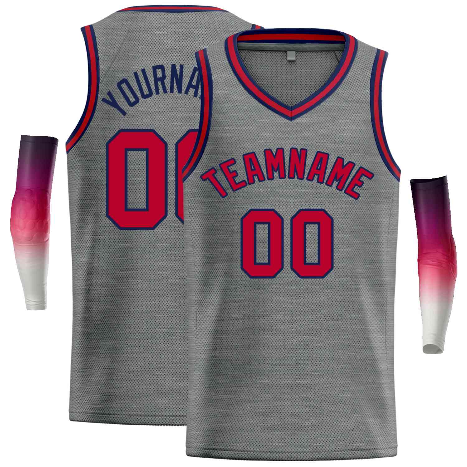 Personnalisé gris foncé Maroon-Navv classique hauts hommes maillot de basket-ball décontracté