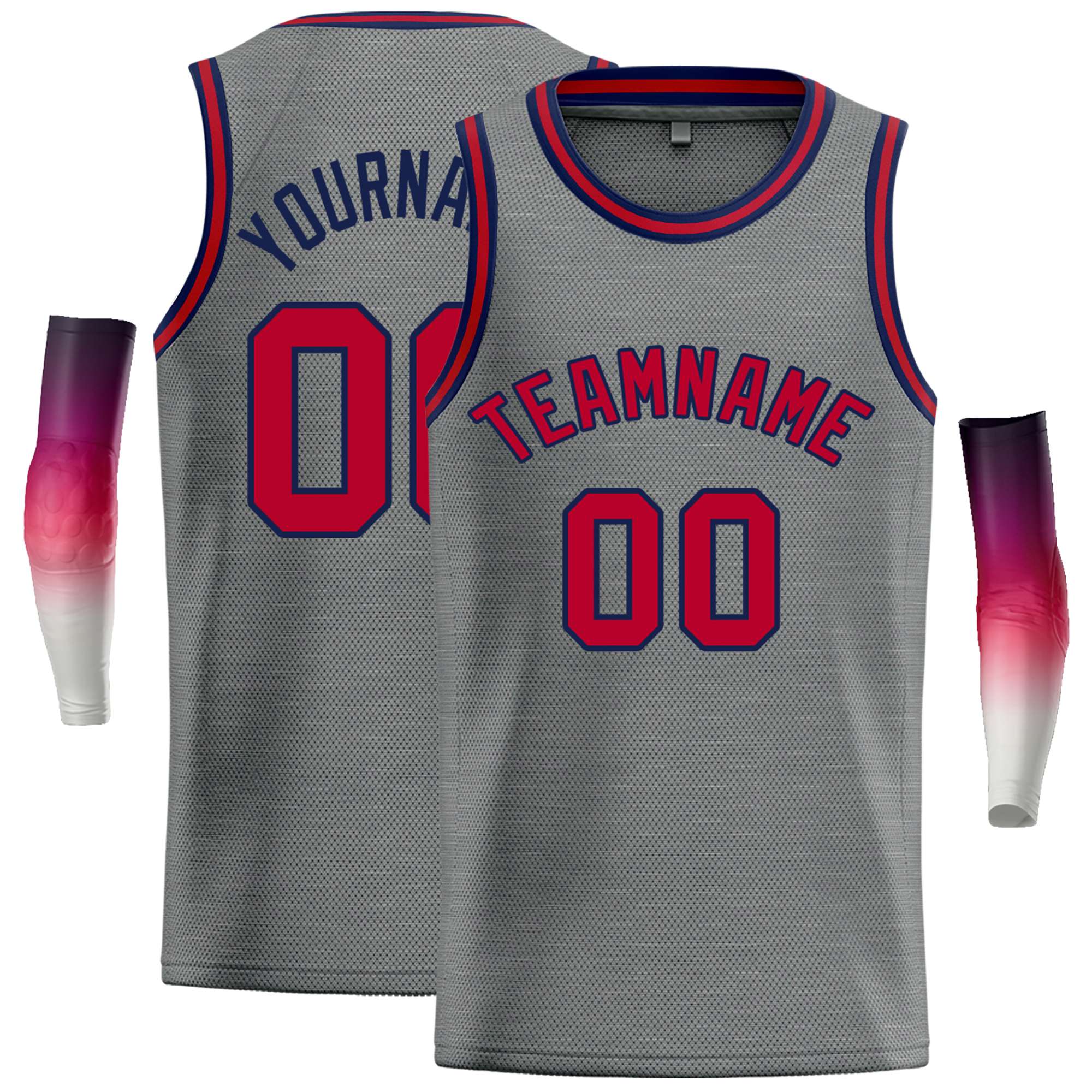 Custom Dark Gray Maroon-Navy Classic Tops Casual Basketball Jersey