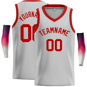 Custom Gray Red-Classic Tops Men Casual Basketball Jersey