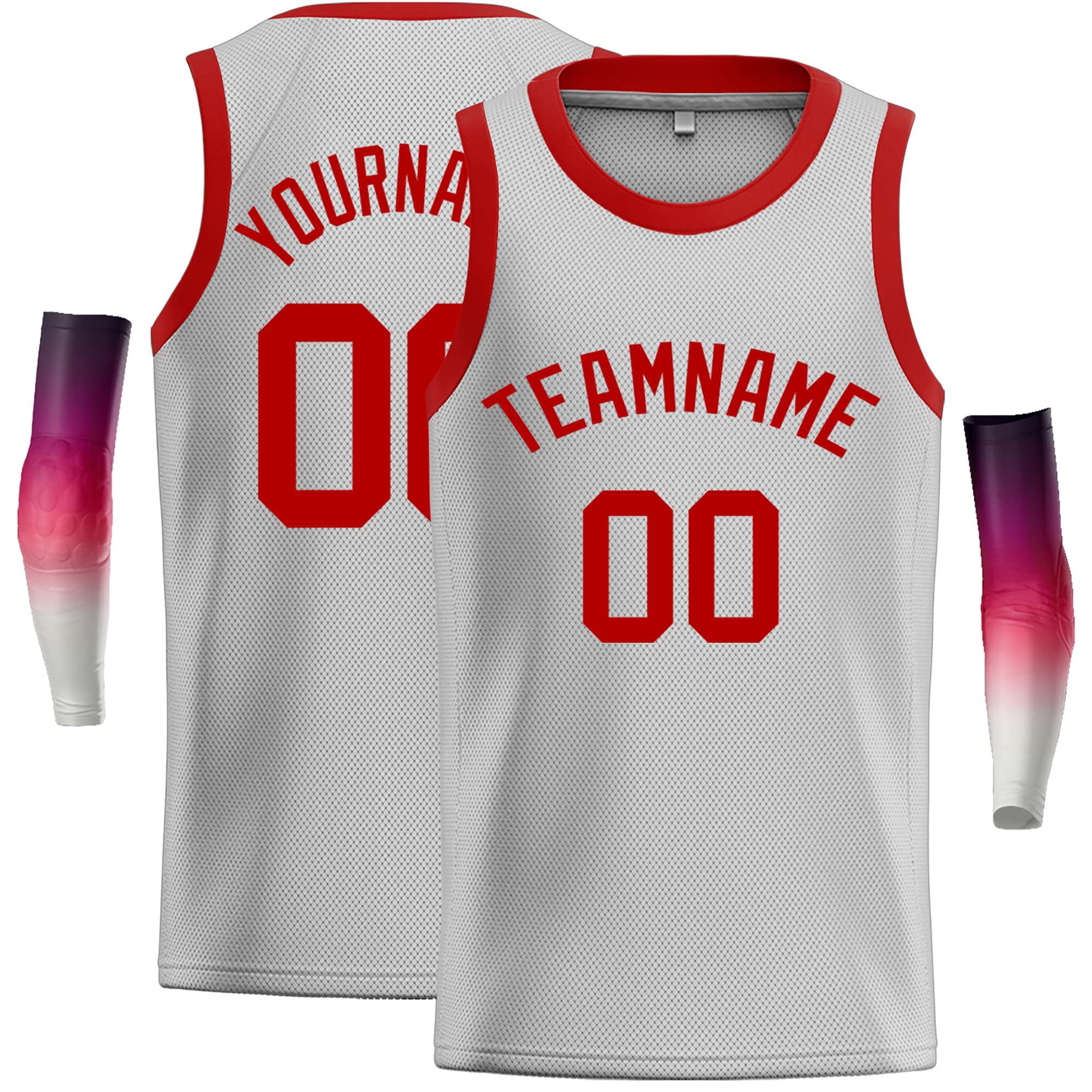 Maillot de basket-ball décontracté, haut classique rouge gris personnalisé