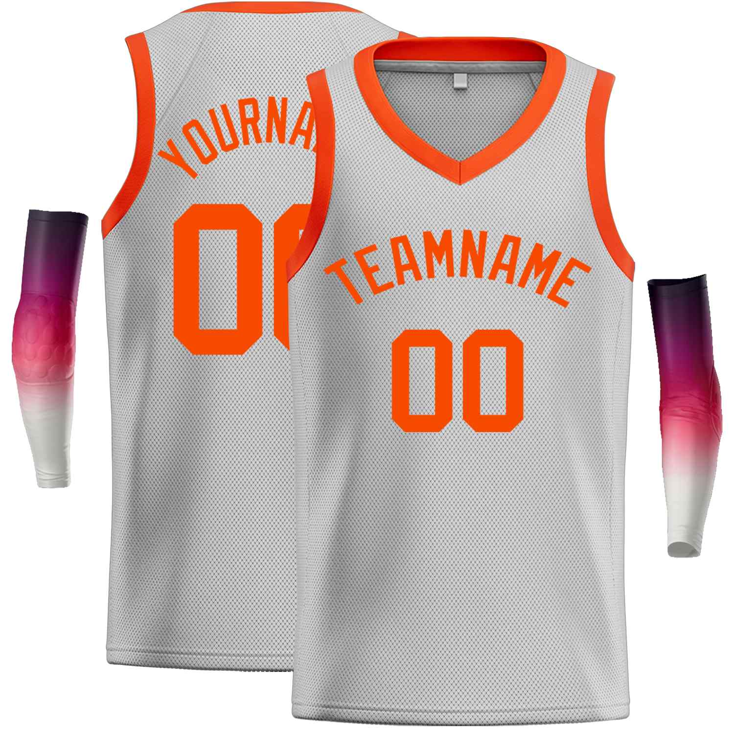 Custom Gray Orange-Classic Tops Men Casual Basketball Jersey