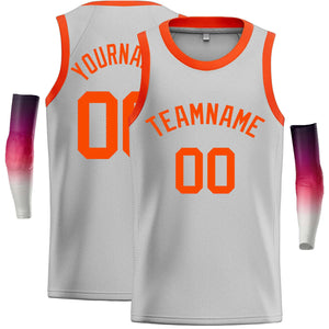 Maillot de basket-ball décontracté, haut classique gris Orange personnalisé