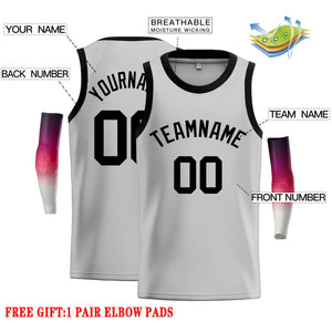 Custom Gray Black Classic Tops Casual Basketball Jersey