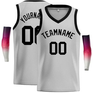 Maillot de basket-ball décontracté pour hommes, haut classique gris noir personnalisé